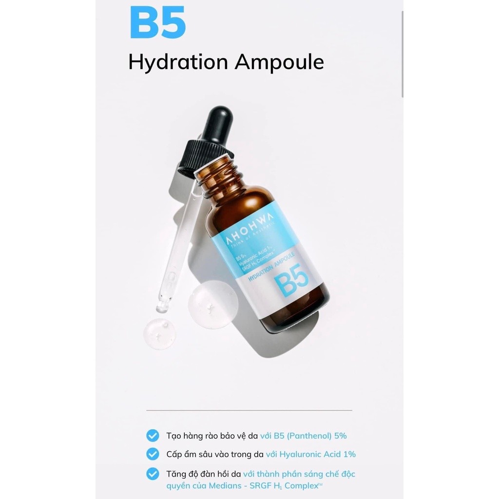 Tinh chất B5 cấp ẩm và phục hồi da Ahohwa Hydration Ampoule