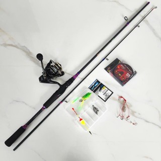 "Combo bộ cần câu lure máy đứng Crocodile màu đen máy câu Deukio AC3000 và bộ quà tặng cực sịn "