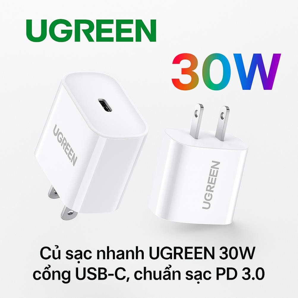 Củ Sạc Nhanh UGREEN 30W USB-C CD127, PD 3.0/PPS Có MFI hongphat.mobile