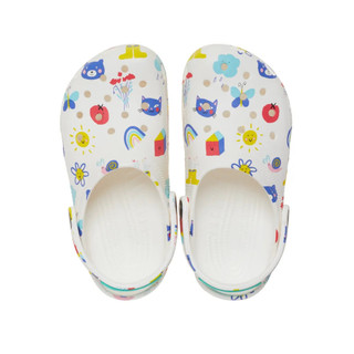 Giày Clog Trẻ Em Crocs Classic Doodle Print - White - 210356-94S