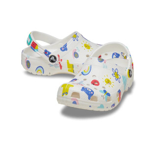 Giày Clog Trẻ Em Crocs Classic Doodle Print - White - 210356-94S