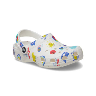 Giày Clog Trẻ Em Crocs Classic Doodle Print - White - 210356-94S