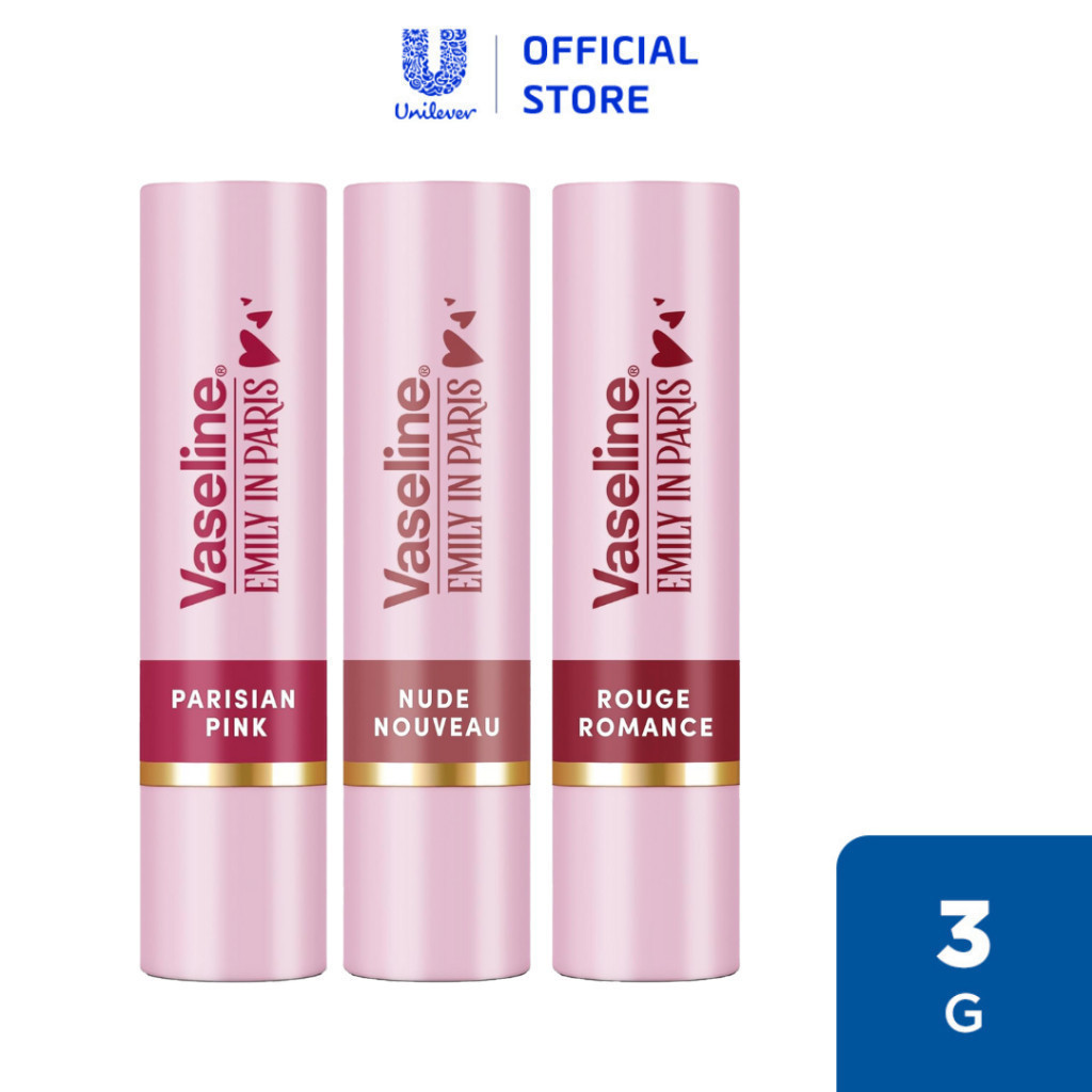 [Mua 2 giảm 50%] Son màu dưỡng môi Vaseline Emily In Paris 3g (Parisian Pink / Rouge Romance/ Nude Nouveau) | BigBuy360 - bigbuy360.vn