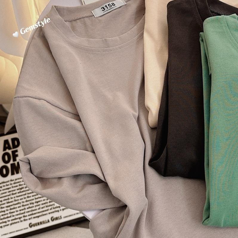 Áo thun  form rộng basic tay lỡ TRƠN,chất cotton thoáng mát,dễ mix đồ dưới < 69kg ut