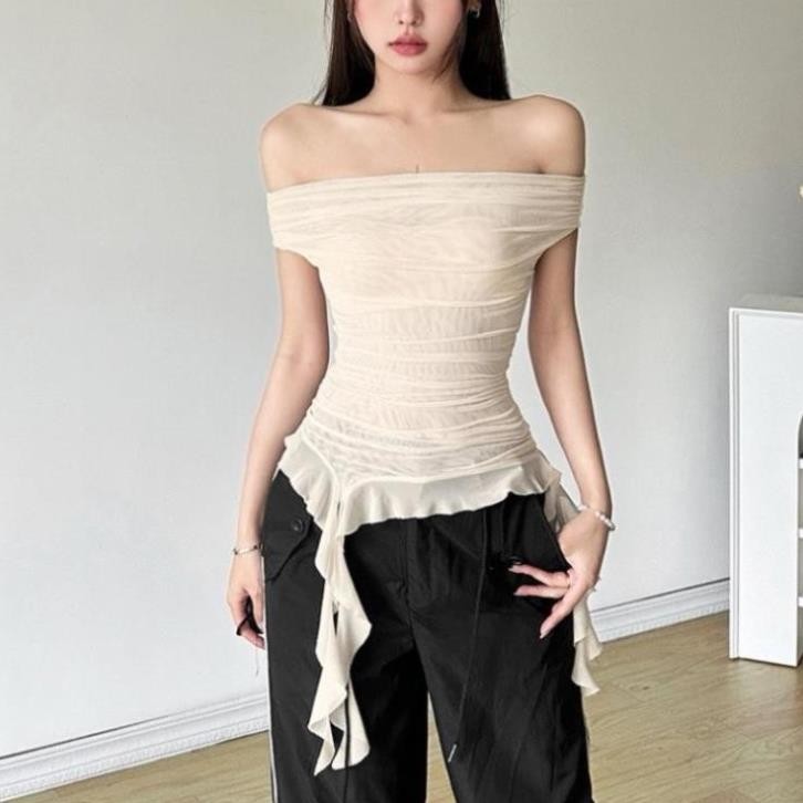 Áo trễ vai thun lưới ôm đi chơi k3 đen/kem bigsize_Orimi 2025 winshop001 | BigBuy360 - bigbuy360.vn