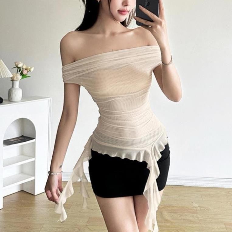 Áo trễ vai thun lưới ôm đi chơi k3 đen/kem bigsize_Orimi 2025 winshop001 | BigBuy360 - bigbuy360.vn