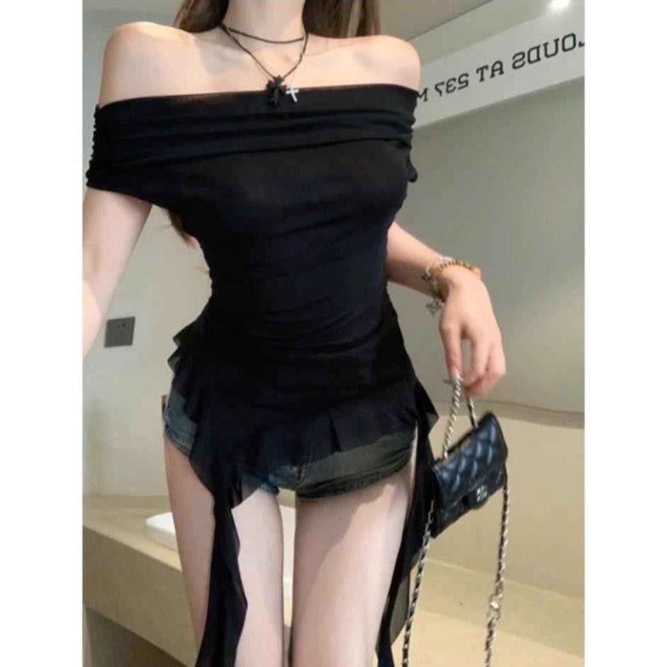 Áo trễ vai thun lưới ôm đi chơi k3 đen/kem bigsize_Orimi 2025 winshop001 | BigBuy360 - bigbuy360.vn