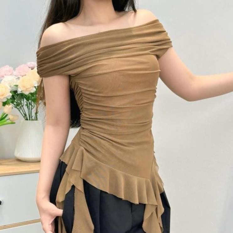 Áo trễ vai thun lưới ôm đi chơi k3 đen/kem bigsize_Orimi 2025 winshop001 | BigBuy360 - bigbuy360.vn