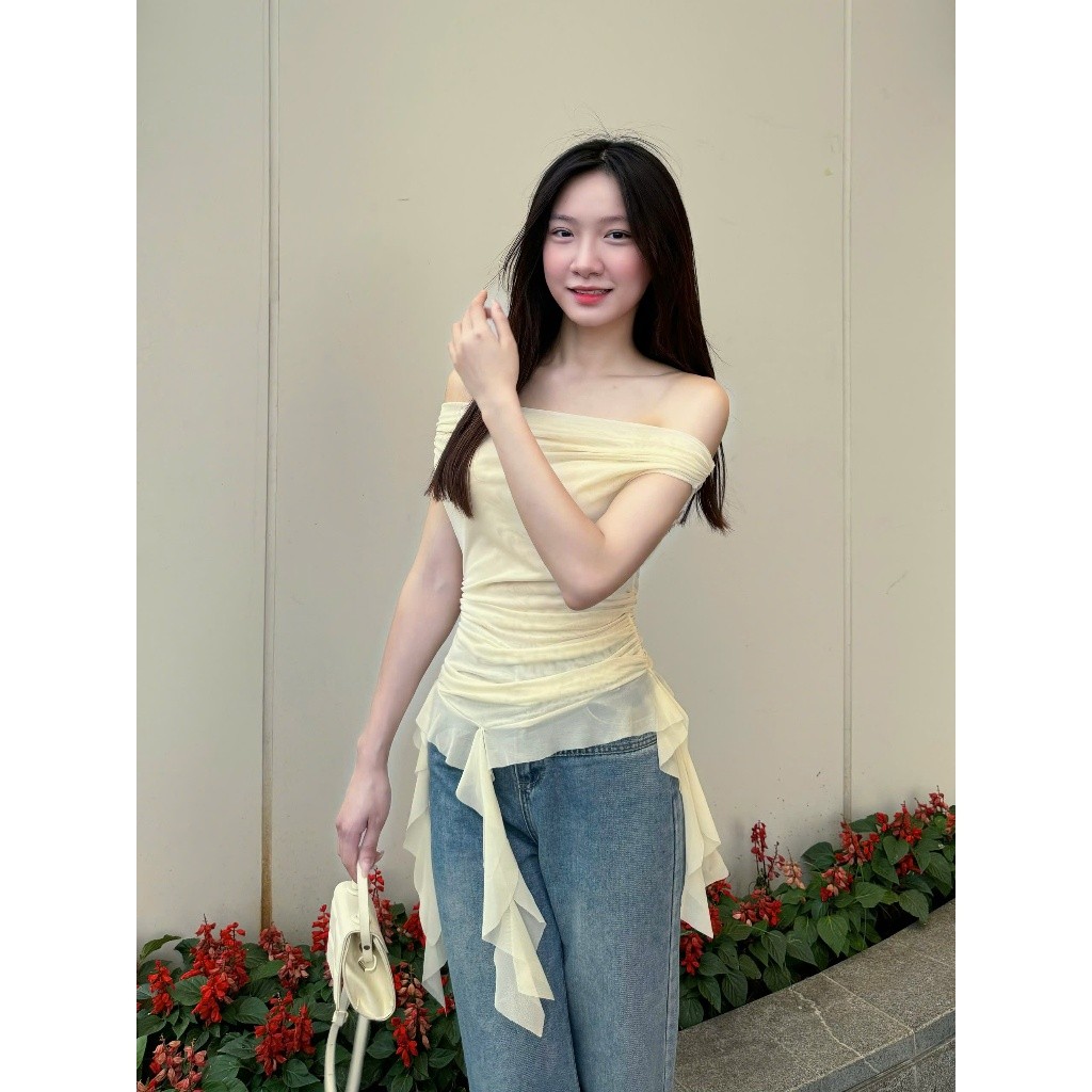 Áo trễ vai thun lưới ôm đi chơi k3 đen/kem bigsize_Orimi 2025 winshop001 | BigBuy360 - bigbuy360.vn