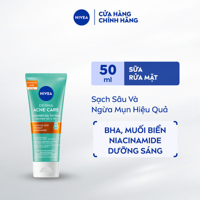 [GIFT] Sữa Rửa Mặt NIVEA Derma Acne Care Gel Tạo Bọt Sạch Sâu Giảm Mụn Minisize (50 ml) - 94272