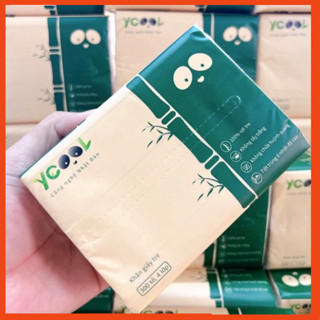 1 thùng Giấy ăn gấu trúc khăn giấy tre YCOOL 300 tờ 4 lớp 100% sợi tre