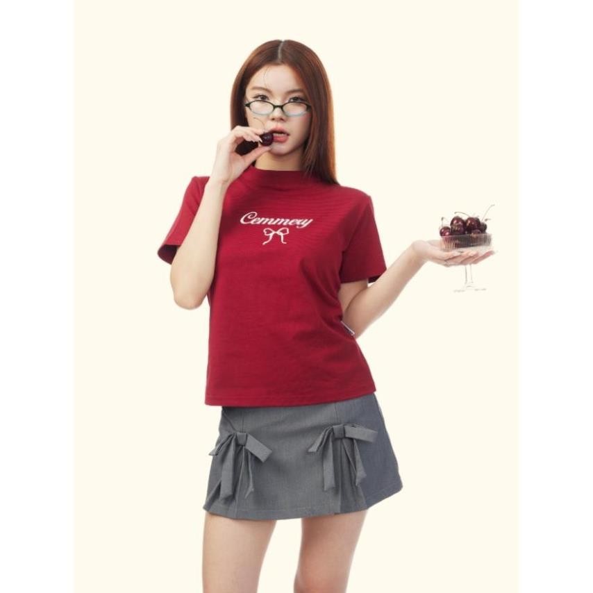 Áo Baby Tee CEMMERY Local Brand Chính Hãng Ribbon Baby Tee cổ cao 2 màu seller.brand | BigBuy360 - bigbuy360.vn