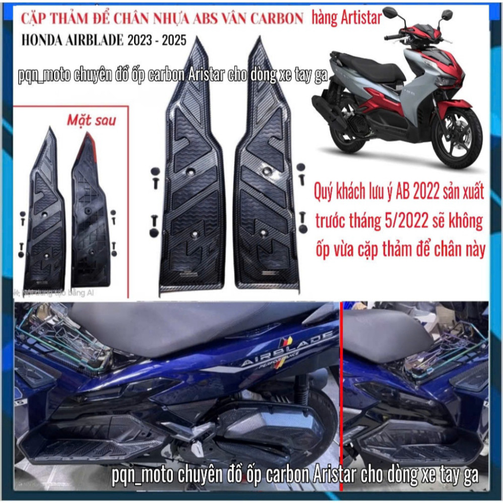 Thảm Để Chân AB 2025, AB 2024, AB 2023 Vân Carbon nhựa ABS Hàng Chính Hãng. Bộ Mỏ Dè AB 2025