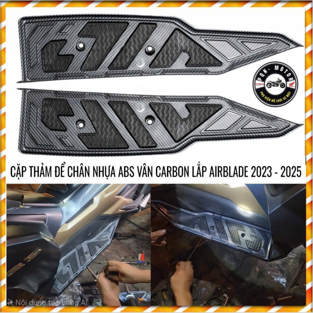Thảm Để Chân AB 2025, AB 2024, AB 2023 Vân Carbon nhựa ABS Hàng Chính Hãng. Bộ Mỏ Dè AB 2025
