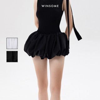 Chân váy bí phồng WINSOME chân váy nhún phồng có lót quần bo chun, chất vải Cotton cao cấp giữ form tôn dáng chân WS0011