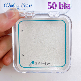Bìa nailbox 1 mặt Be sần tập 50 bìa (kèm túi bóng cho mỗi bìa) - Thẻ gắn móng tay giả, size 6.5x6.5cm