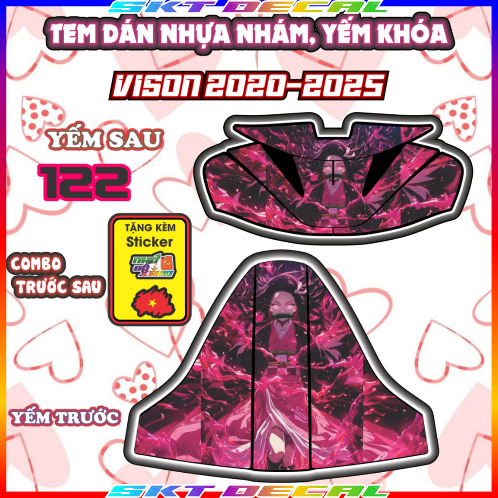 Combo Tem Dán Yếm Khóa VISION 2020-2025 hello kitty Tom And Jerry Nhãn Dán sticker