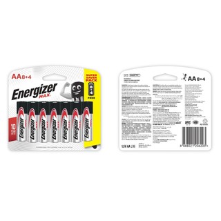Pin AA Energizer Max E91 BP8+4 - Vỉ 8 Tặng 4