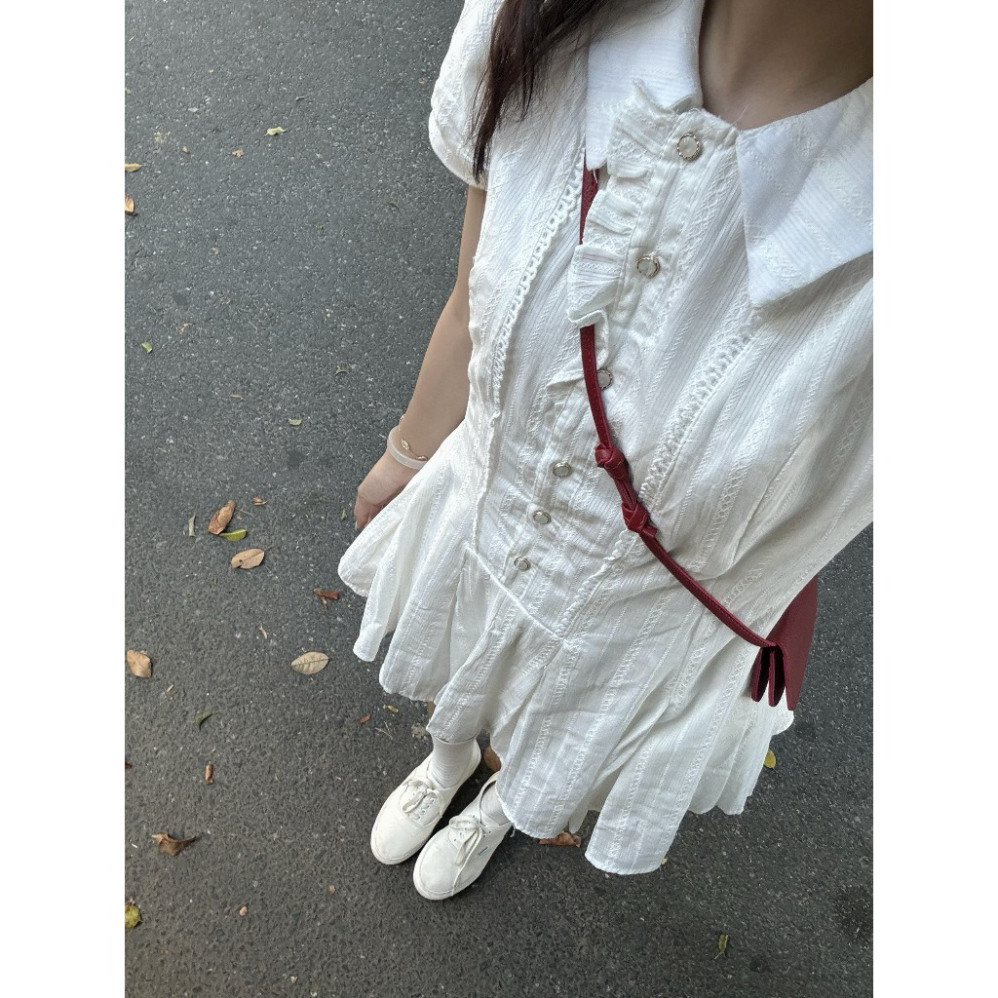 Set Váy Ren Trắng Tiểu Thư phong cách Style Tỷ Tỷ trung quốc, Đầm ren trắng cổ sơ mi có quần bảo hộ V01 | BigBuy360 - bigbuy360.vn