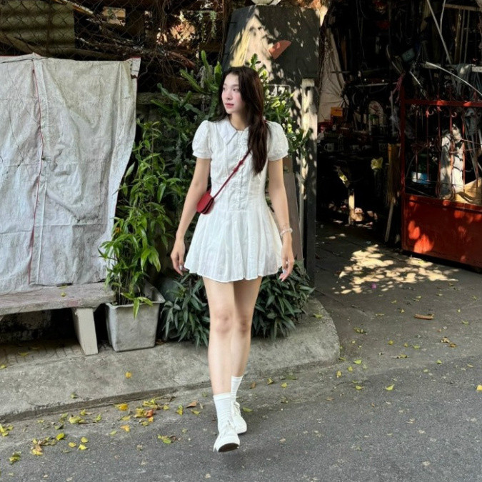 Set Váy Ren Trắng Tiểu Thư phong cách Style Tỷ Tỷ trung quốc, Đầm ren trắng cổ sơ mi có quần bảo hộ V01 | BigBuy360 - bigbuy360.vn