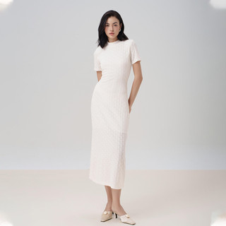 RECHIC Đầm ôm body Yerin dáng dài tay ngắn xẻ tà sau cổ tròn sang trọng