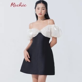 RECHIC Đầm Ngắn Edsel kiểu hai dây viền bèo phồng quanh vai sang trọng gợi cảm