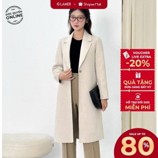 Áo Dạ Nữ Dáng Dài LAMER Cổ Vest, Áo Dạ Khâu Tay Lông Cừu Thiết Kế Cao Cấp L65W24T016