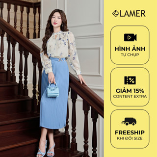  Chân Váy Dáng Xòe Nữ Dập Ly Chân Váy Bút Chì Công Sở Dài Ngang Gối LAMER L62L24Q001 