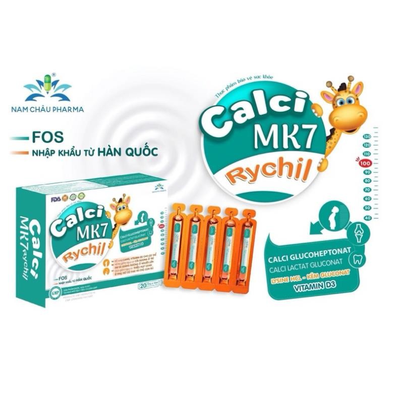 [CHÍNH HÃNG] Siro calci Mk7 Rychil canxi tăng chiều cao bổ sung canxi cho trẻ em và người lớn hộp 20