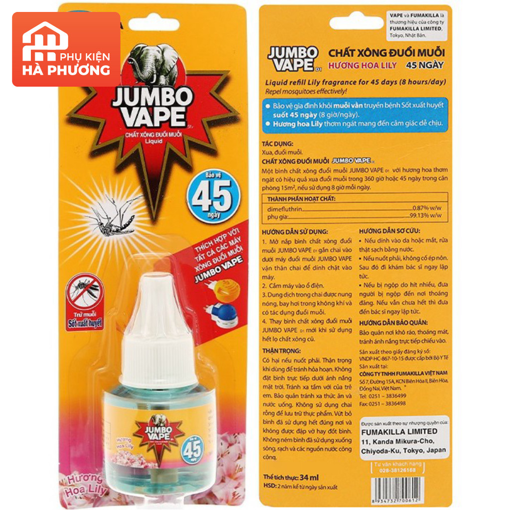 Tinh dầu đuổi muỗi Jumbo (SP của Công ty Nhật Bản dùng cho đèn đuổi muỗi parpar hacker)