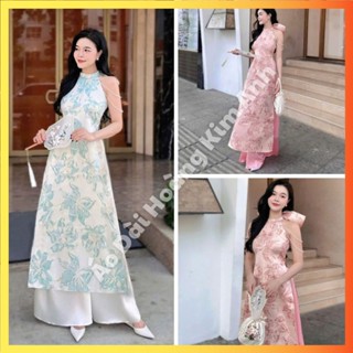  ÁO DÀI CÁCH TÂN NỮ CỔ YẾM HỞ VAI 2 TÀ CHẤT GÂM NHŨ THIẾT KẾ NƠ LƯNG TAFTA CAO CẤP TIỂU THƯ TRẺ TRUNG HIỆN ĐẠI XANH HỒNG 