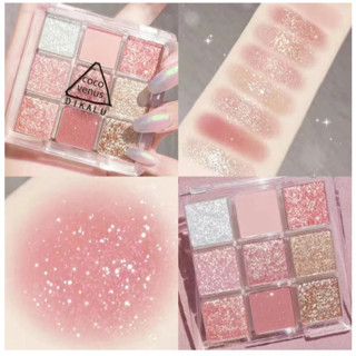  Bảng Mắt 9 Ô Vuông Dikalu Baby Tông Màu Nâu Cam Vàng Nhũ Siêu HOTTREND 