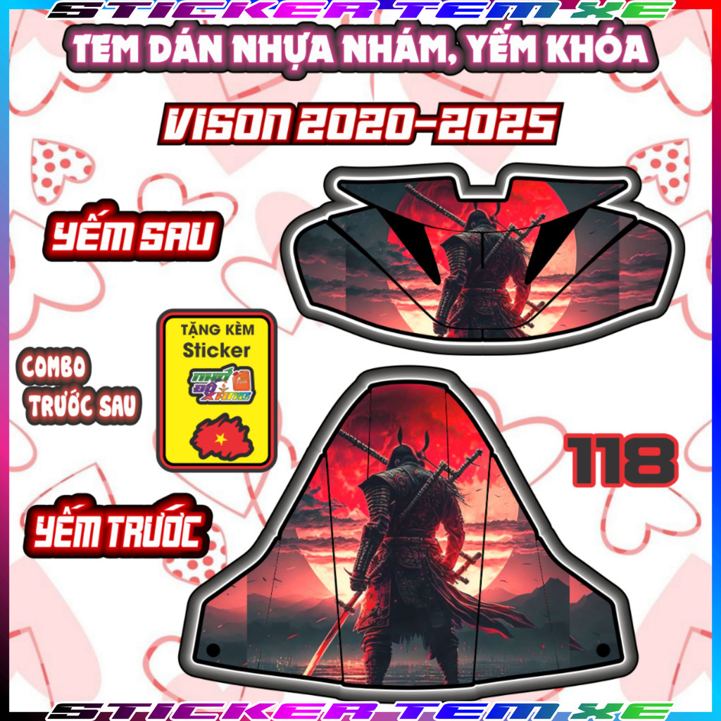Combo Tem Dán Yếm Khóa VISION 2020-2025 hello kitty Tom And Jerry Nhãn Dán sticker