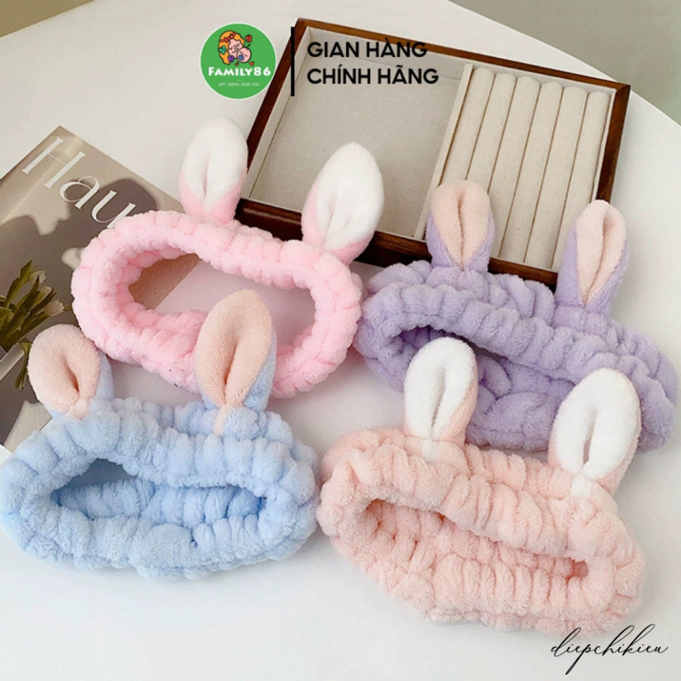 Băng Đô Cài Tóc Rửa Mặt, Băng Đô Rửa Mặt Tai Thỏ Vô Tri Dễ Thương Hài Hước Cute Nam Nữ - Bờm Cài Tóc
