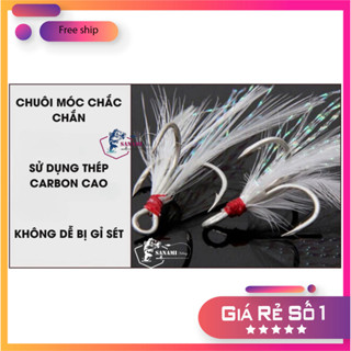  Lưỡi Câu Cá Ba Tiêu BKK Lông Vũ Chống Rỉ Sét Siêu Sắc Bén LC53 