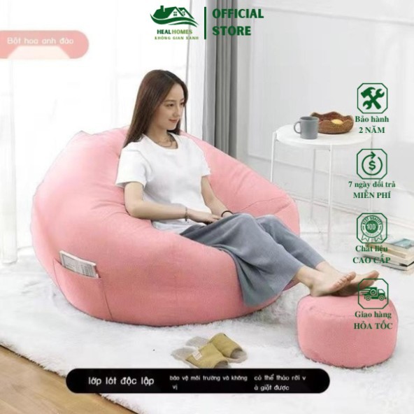 Ghế lười hạt xốp 3ii Home hình trái lê chống thấm Size 120x130cm chất liệu cao cấp / HEALHOMES