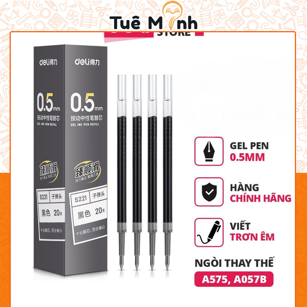 Ruột thay thê refil Deli B53R (6906)/ S221 dùng cho A575/A057B viết êm, trơn tru nhanh khô