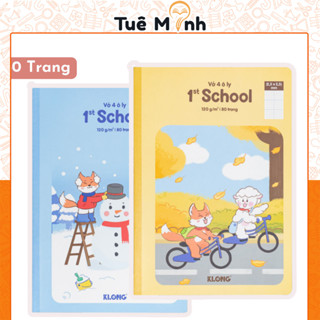 Vở KLONG MS 079 120GSM 1st School Foxy & Sheepy 4 ô ly may dán gáy 80 trang B5 giấy chống thấm nhòe