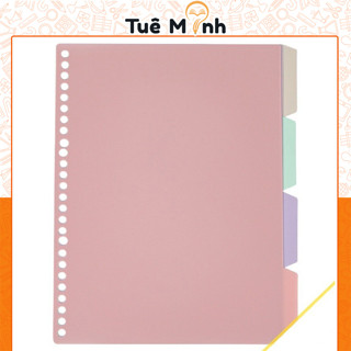  Bộ 4 bìa nhựa tab phân trang B5 26 lỗ P19 màu Pastel Macaron bìa đánh dấu gắn sổ còng 