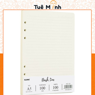  Giấy refill A5 caro - kẻ ngang nét đứt 200 trang sổ Klong ruột sổ còng 100gsm 6 lỗ MS 521 520 