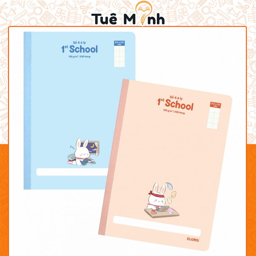 Vở kẻ ô ly 200 trang Sổ 4 ô ly may dán gáy A4 100GSM Klong MS 064 học sinh, luyện chữ, học tiếng