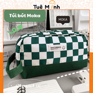  Túi bút vải dù caro cỡ to TB13 hộp đựng bút mỹ phẩm đồ dùng cá nhân - bóp nhiều ngăn tiện lợi 
