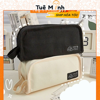  Túi bút ngăn to màu trơn TB14 hộp đựng bút đồ dùng cá nhân mỹ phẩm - bóp viết cỡ lớn nhiều ngăn 