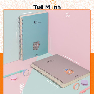  Sổ A4 300 trang caro 6x6 mm lò xo đơn Klong MS 591 tập vở bìa Doodle dễ thương 