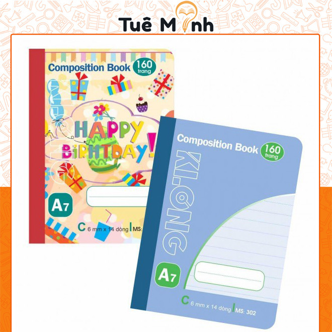 Sổ tay Klong may dán gáy MS 302 A7 160 trang kẻ ngang line VPPTUEMINH, sổ Klong loại nhỏ