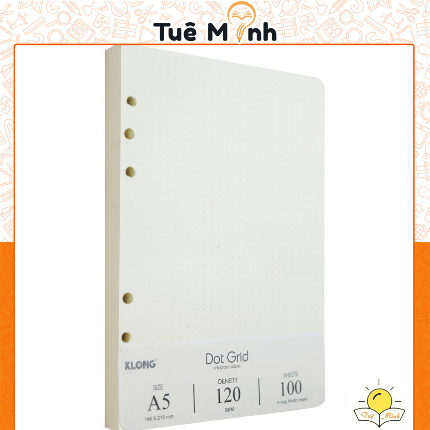 Ruột sổ còng giấy chấm tròn Dot Grid A5 100 tờ (200 trang) Klong MS 997 giấy sổ còng Klong