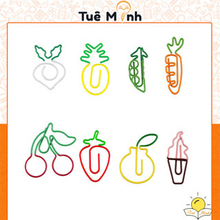   Combo 5  Kẹp giấy hoạt hình dễ thương nhiều mẫu đồ ăn trái cây VPPTUEMINH ghim kim loại K03 