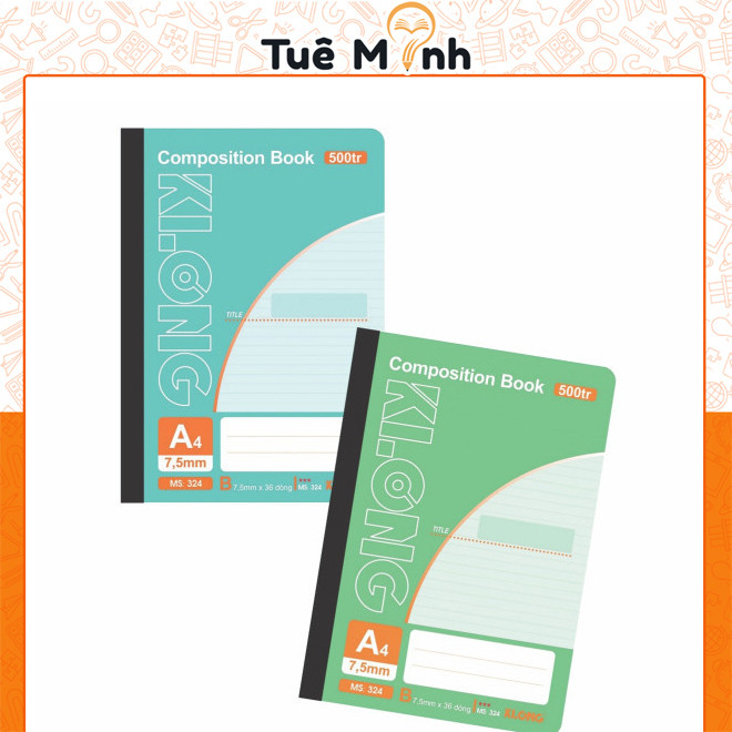 Vở Klong A4 500 trang kẻ ngang line Vpp Tuệ Minh MS 324 Sổ may dán gáy Compostion Book