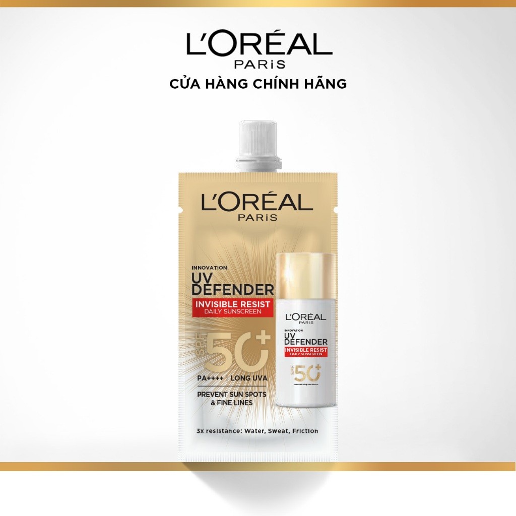 [Quà tặng không bán] Kem chống nắng siêu mịn nhẹ bảo vệ da tối ưu L’Oreal Paris Invisible Resist SPF 50+++ 5.5ml​