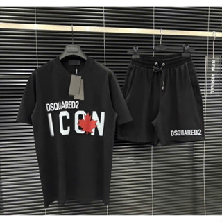Bộ Quần Áo ICon Lá Đỏ basic Phối Quần DSQ Hottrend Nam Nữ Mùa hè 2025 mã 49
